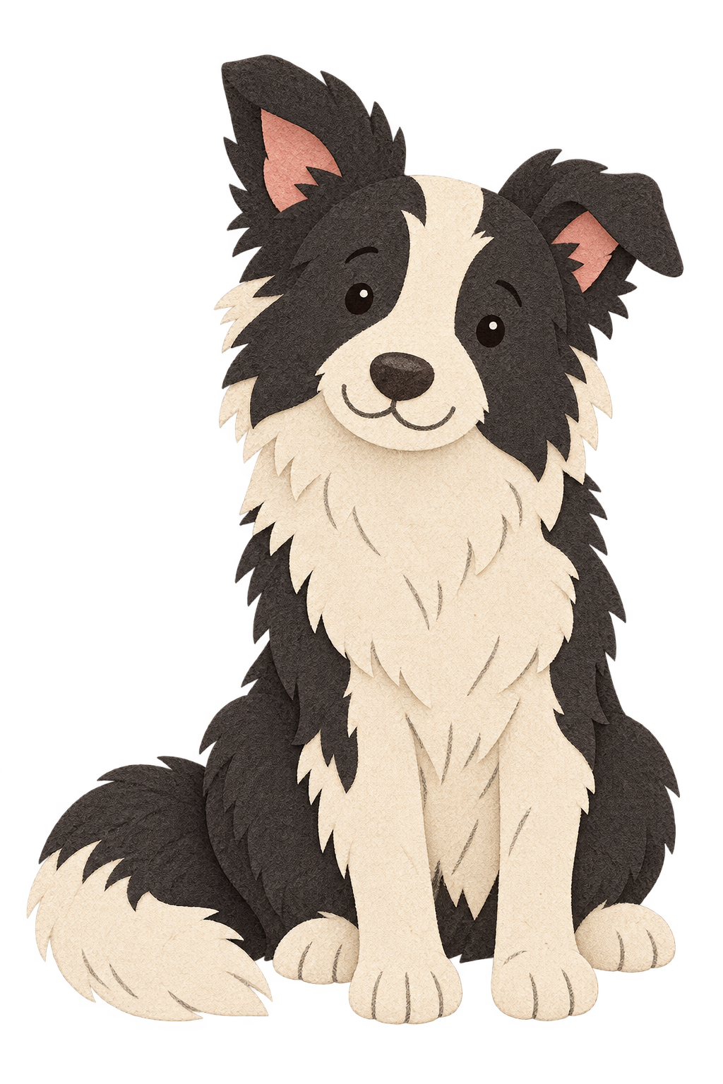 A hand-cut paper Border Collie